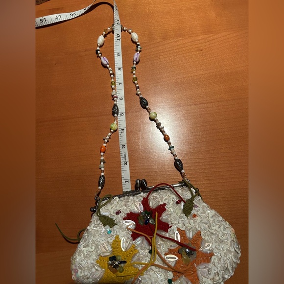 Mary Frances Small White Beaded With Sequins And Leather Bag - Picture 10 of 10